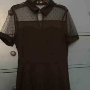 Dot mesh black dress